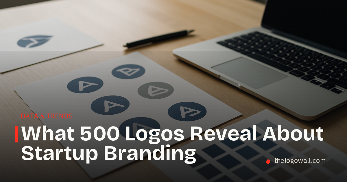 Designer workspace with logo sketches, color swatches, and a laptop in natural light